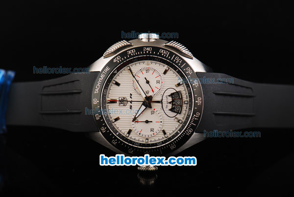 Tag Heuer Mercedes-Benz SLR Calibre 17 Swiss Valjoux 7750 Automatic Movement Black Bezel with White Dial and Silver Stick Markers - Click Image to Close